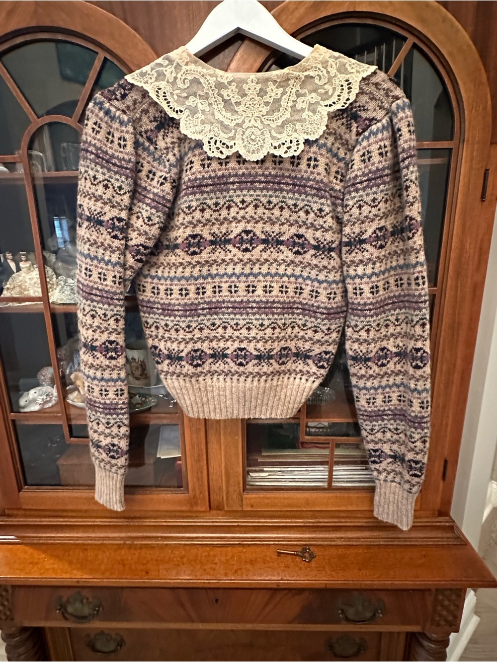 Vintage Ralph Lauren Lace Collar Fair Isle Sweater - Picture 3 of 12